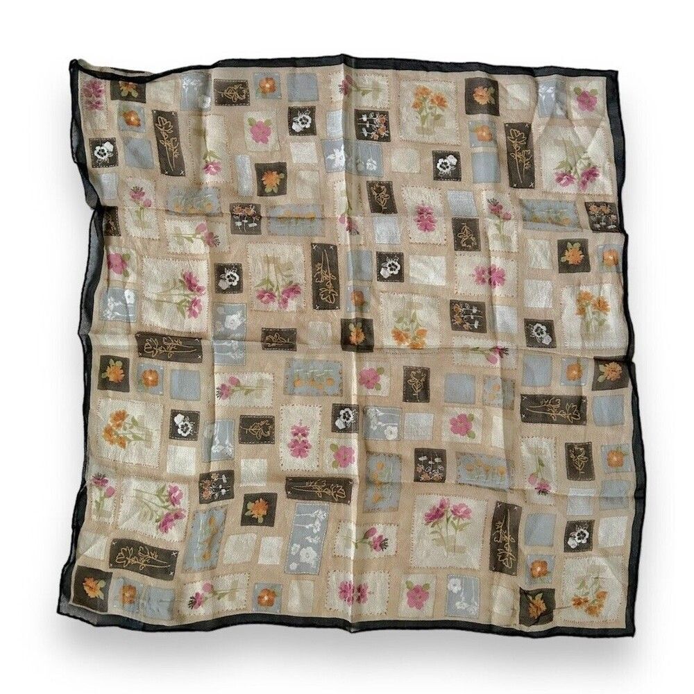 Vintage Talbots Brown Square Scarf 18.5” X 19”Square Women Scarve Unisex